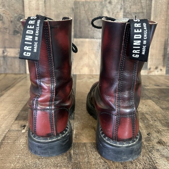 Grinders Vintage Steel Toe Black Cherry Work Boots Mens UK 5 US 6 - Picture 7 of 12